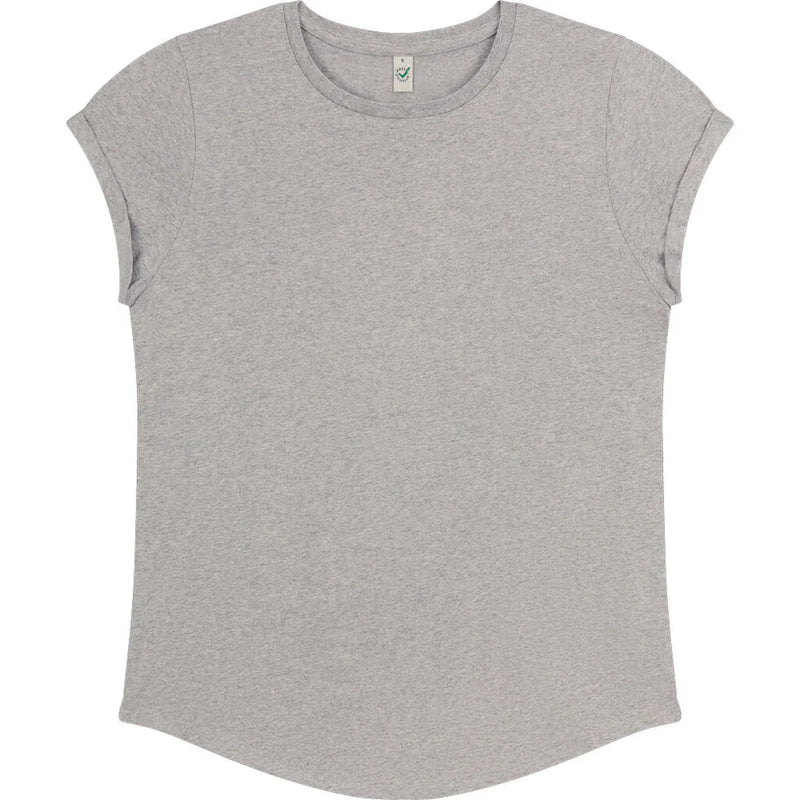 Organic Cotton Rolled Sleeve T-shirt: Womens