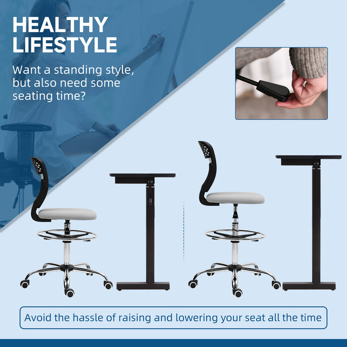 Vinsetto Draughtsman Chair, Office Chair with Wheels, Light Grey