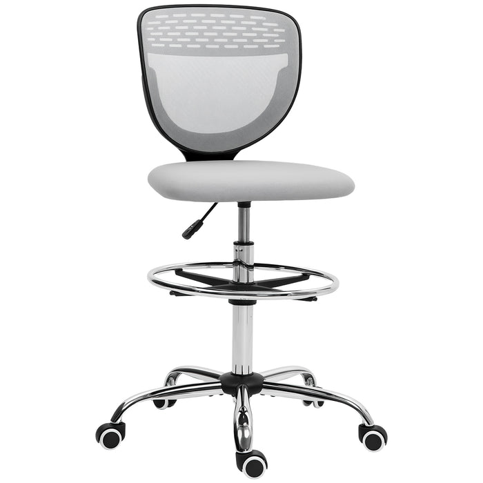 Vinsetto Draughtsman Chair, Office Chair with Wheels, Light Grey