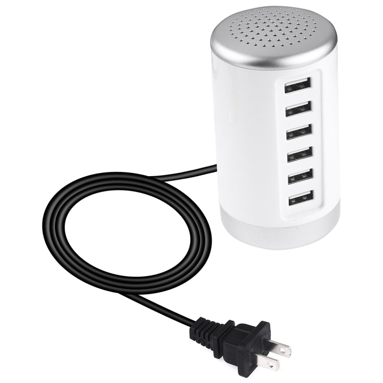 XLD4 30W 6-USB Ports Charger Station Power Adapter AC100-240V, US Plug