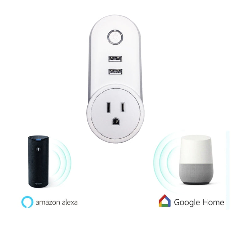 SA-002 2 USB Ports + 1 EU Socket WiFi Smart Power Plug Socket, Compatible with Alexa and Google Home, AC 110V-230V, UK Plug, US Plug
