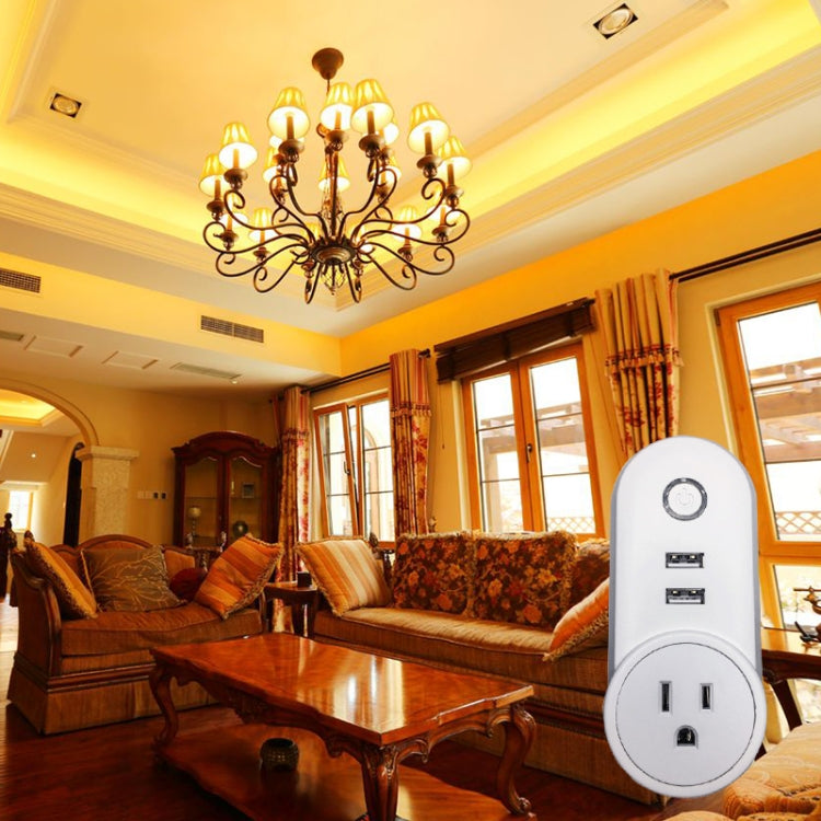 SA-002 2 USB Ports + 1 EU Socket WiFi Smart Power Plug Socket, Compatible with Alexa and Google Home, AC 110V-230V, UK Plug, US Plug
