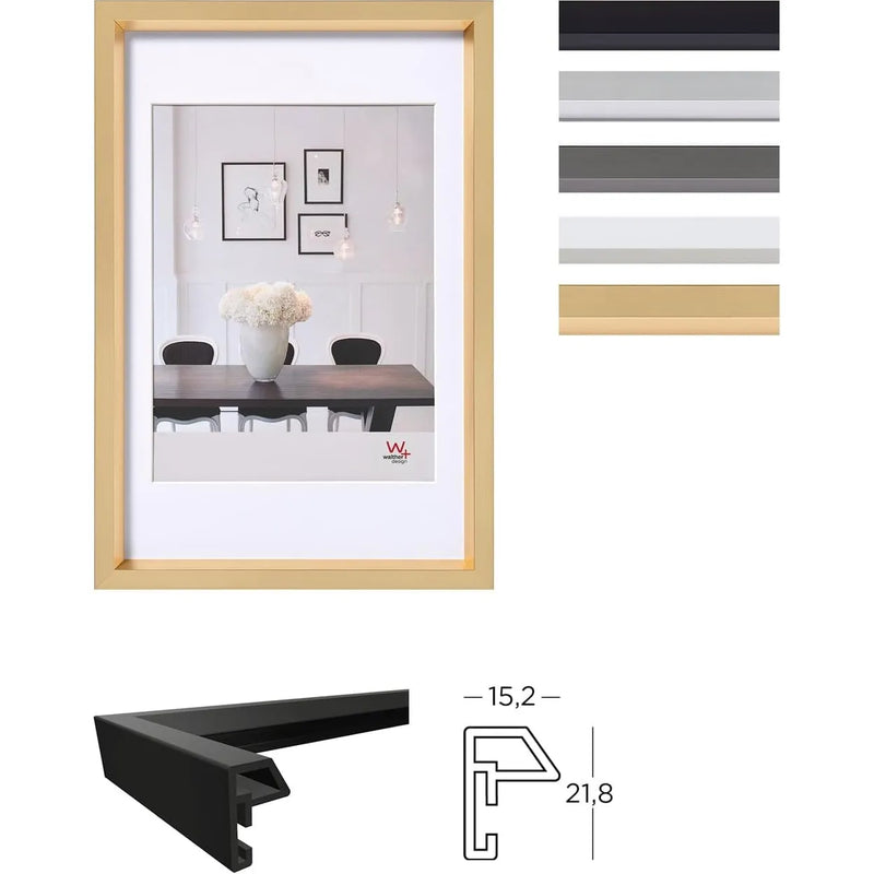 Walther Steel Style Photo Frame Gold 9.5x7 Inch