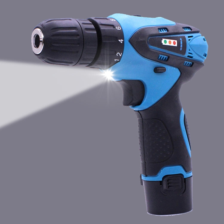 VOTO 12V Stepless Speed Regulation Rechargeable Hand Drill Set Electric Drill Power Tools with LED Light, AC 220V, US Plug, Random Color Delivery, 12V Dual Speed