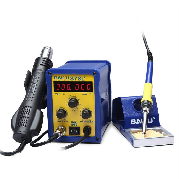 BAKU BK-878L2 AC 220V LED Display 2 in 1 Hot Air Gun Soldering Iron Soldering Station, BK-878L2 AC 220V