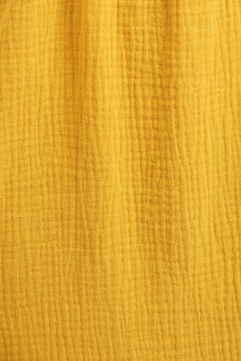 Abinaya Double Gauze Short Sleeved Shirt - Mustard