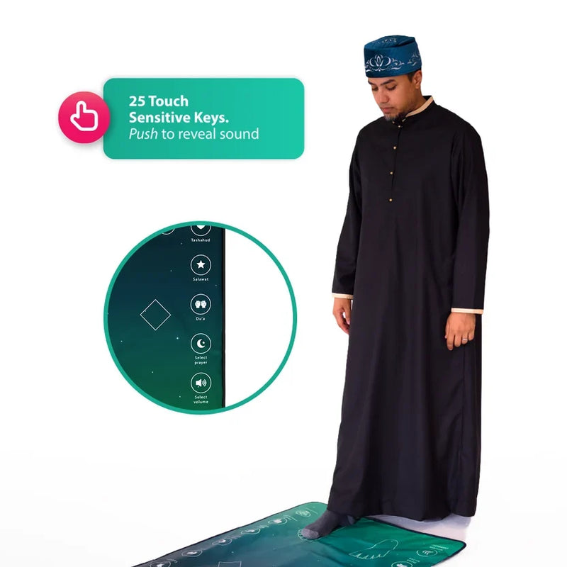Adults & Reverts Interactive Prayer Mat (Teal) | Learn Salah Step by Step