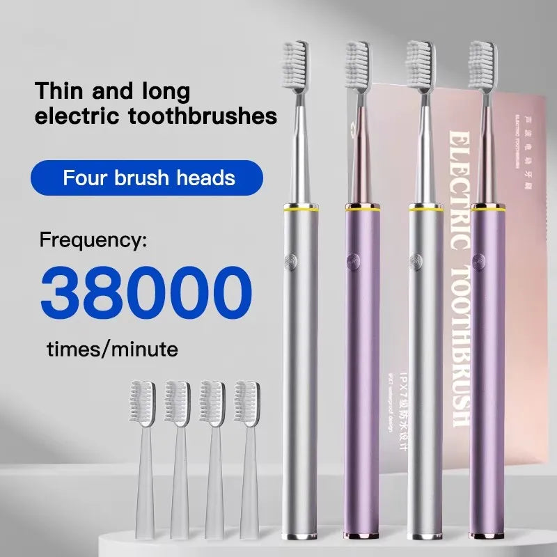 Electric Toothbrush for Women - Slim Metal Body, Soft Bristles, Beauty & Oral Care Toothbrush