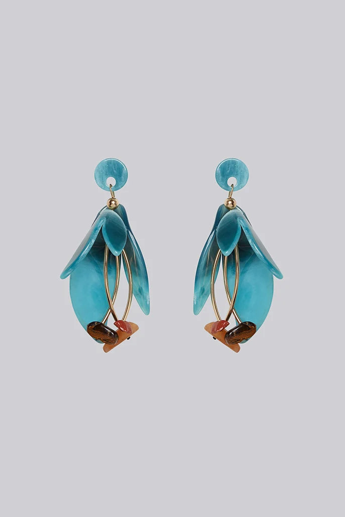 Louche Elisha Tortoise Shell Flower Earrings