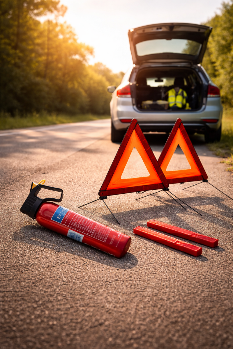 Car Essential Safety Kit Taxi Caravan Motorhome Breakdown Triangle & Extinguisher