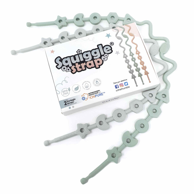 Squiggle Strap® Antimicrobial Silicone Toy Straps (2pcs)