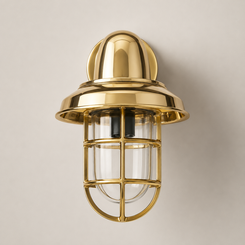Wells - Solid Brass Bulkhead Outdoor & Bathroom Wall Light
