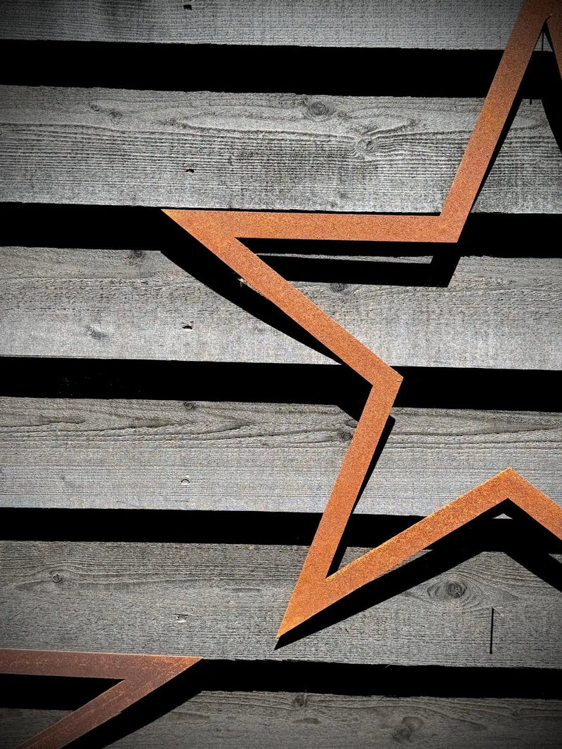 3 Large Rusty Metal barn STARS.