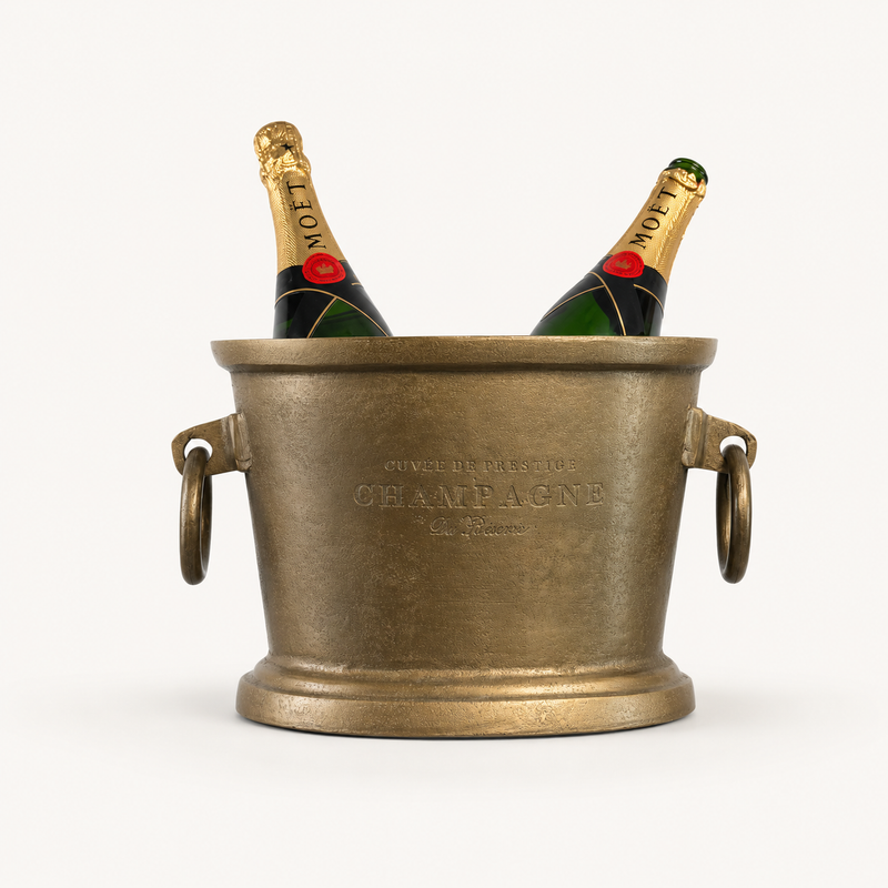 Antique Brass Great Gatsby ~ Solid Cast Engraved Champagne Ice Bucket | Wine Cooler