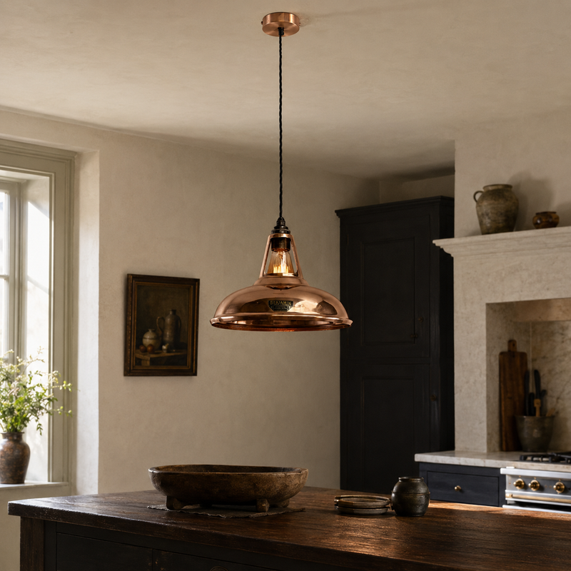 Cawston - Genuine Solid Copper Slotted Lampshade Pendant Ceiling Light - 11 Inch