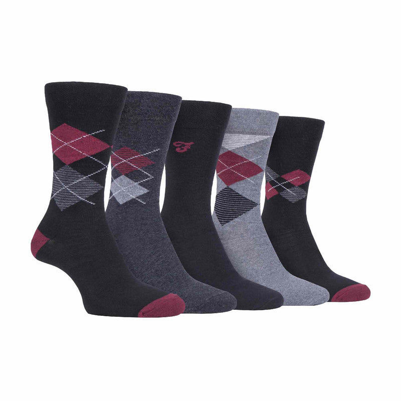 5 Pack Mens Patterned Cotton Dress Socks