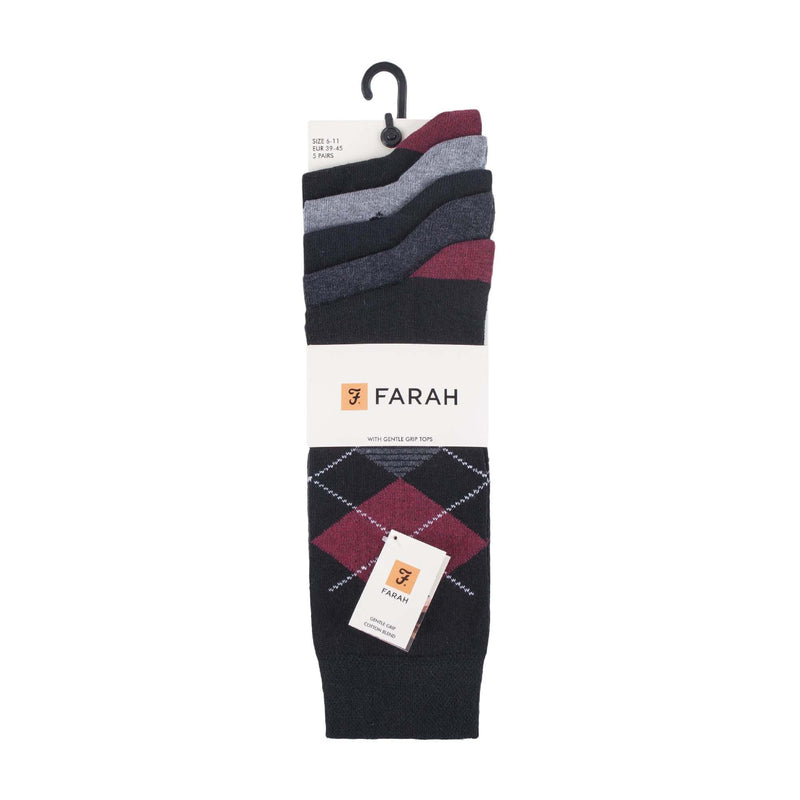 5 Pack Mens Patterned Cotton Dress Socks