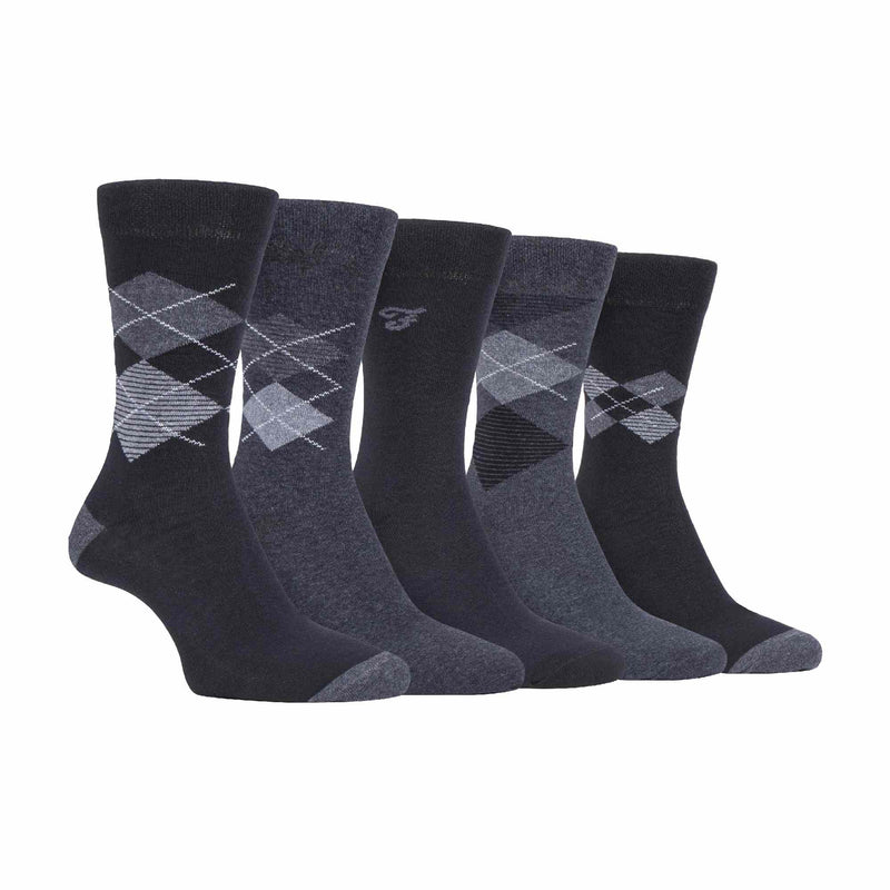 5 Pack Mens Patterned Cotton Dress Socks