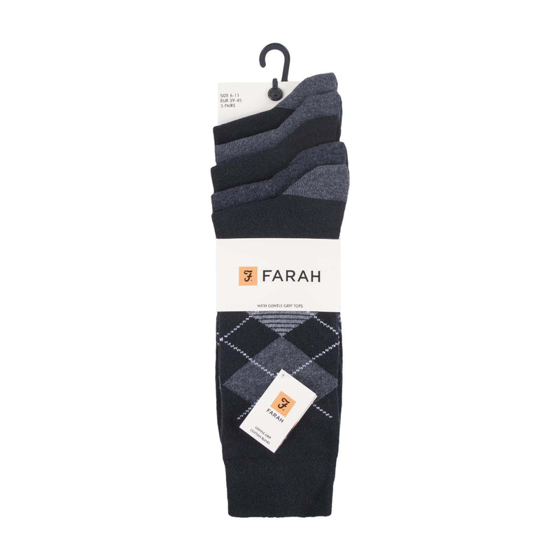 5 Pack Mens Patterned Cotton Dress Socks