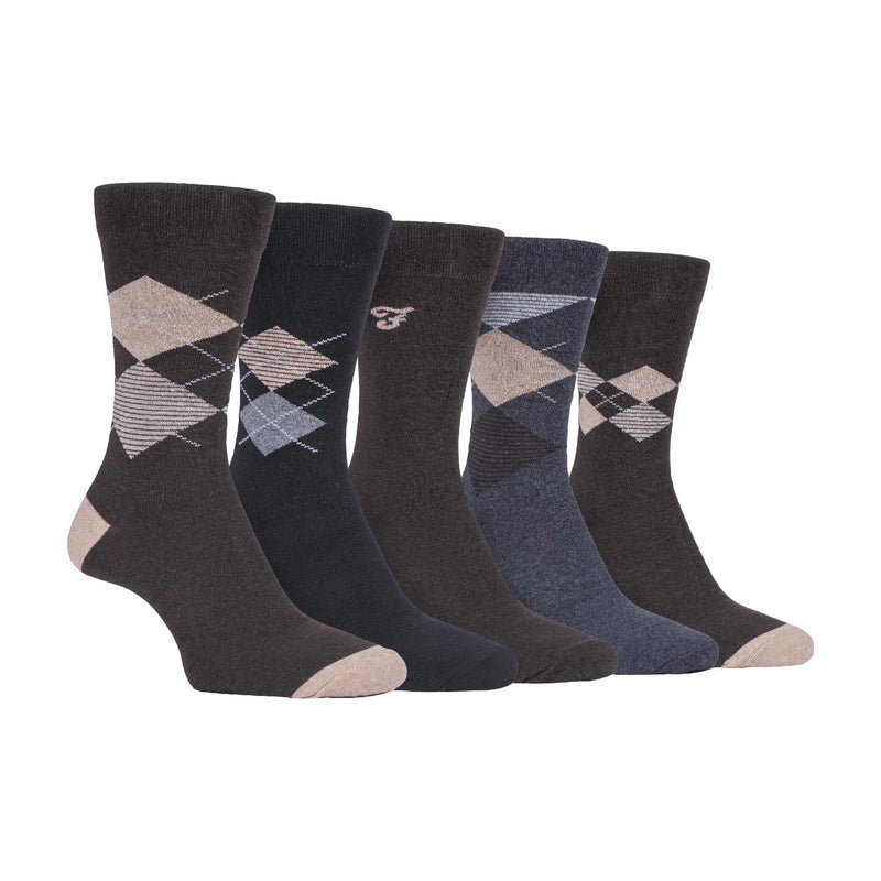 5 Pack Mens Patterned Cotton Dress Socks