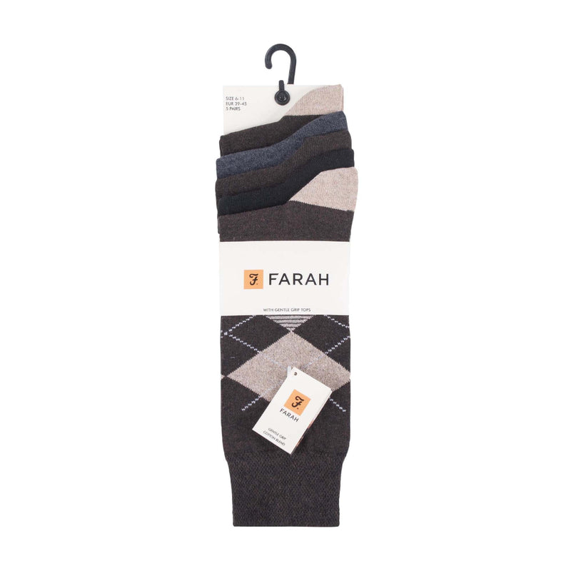 5 Pack Mens Patterned Cotton Dress Socks