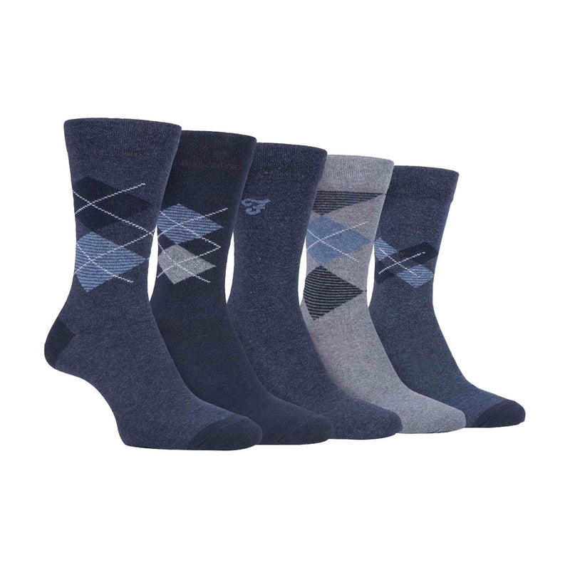 5 Pack Mens Patterned Cotton Dress Socks