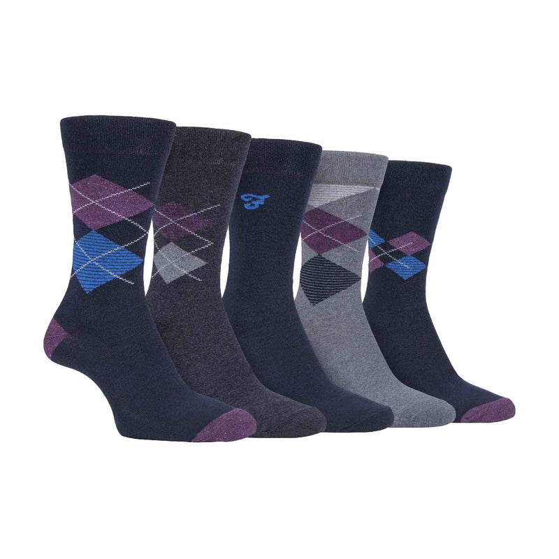 5 Pack Mens Patterned Cotton Dress Socks