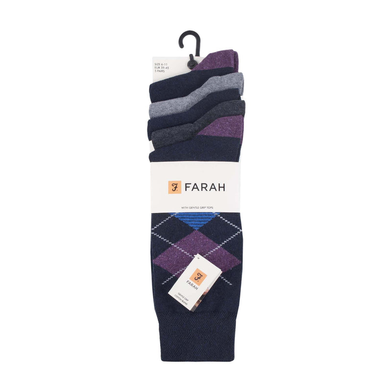 5 Pack Mens Patterned Cotton Dress Socks