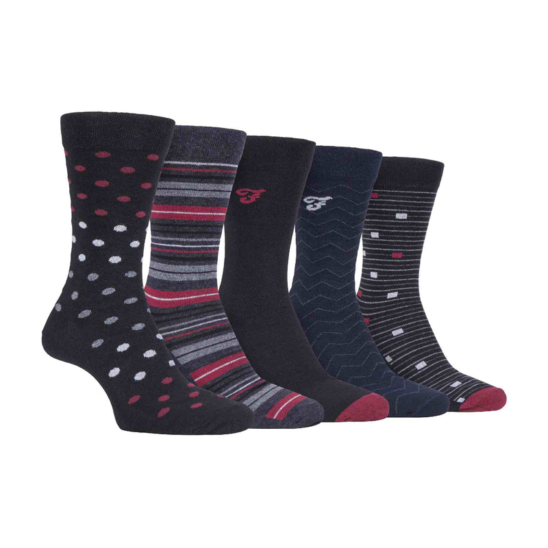 5 Pack Mens Patterned Cotton Dress Socks