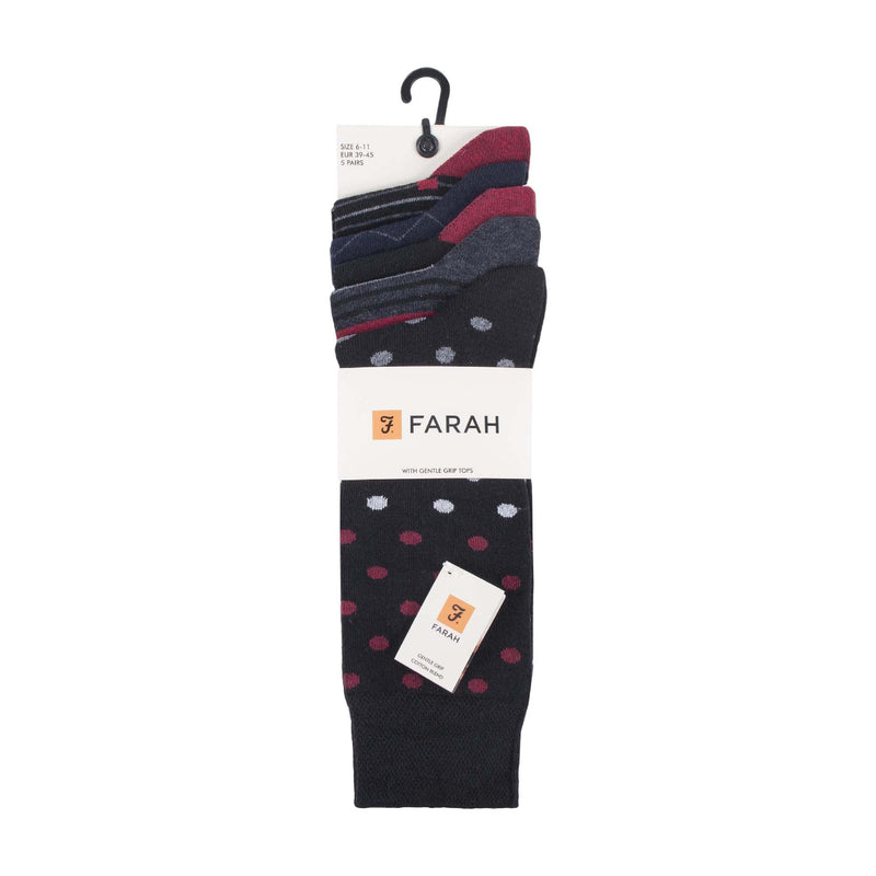 5 Pack Mens Patterned Cotton Dress Socks