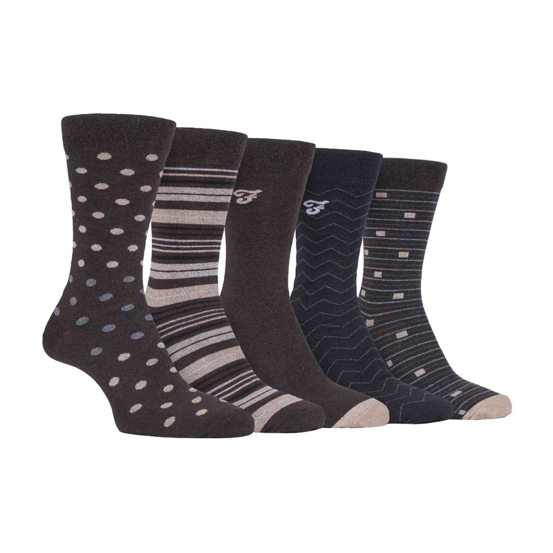 5 Pack Mens Patterned Cotton Dress Socks