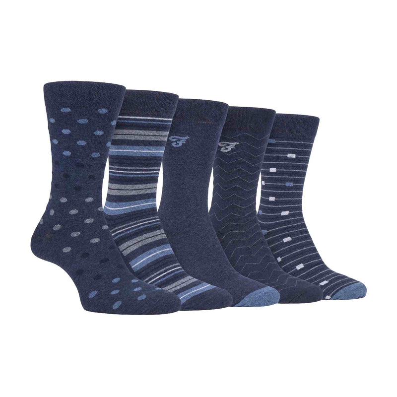 5 Pack Mens Patterned Cotton Dress Socks