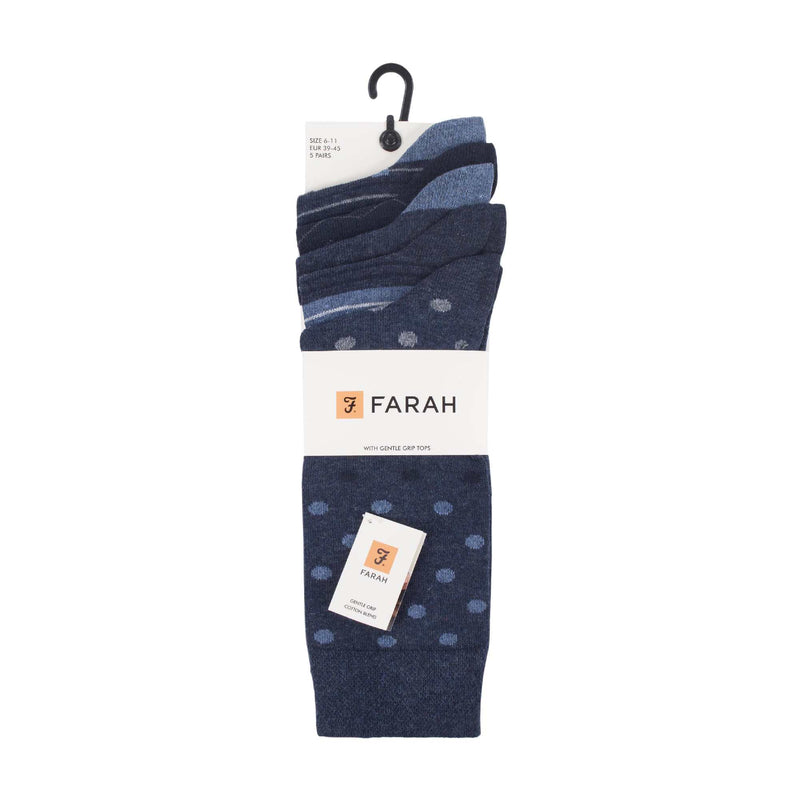 5 Pack Mens Patterned Cotton Dress Socks