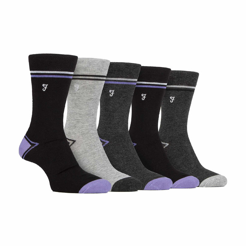5 Pack Mens Bamboo Bright Striped Patterned Socks