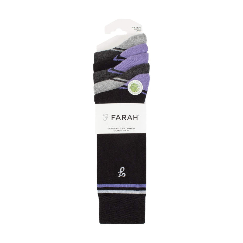 5 Pack Mens Bamboo Bright Striped Patterned Socks