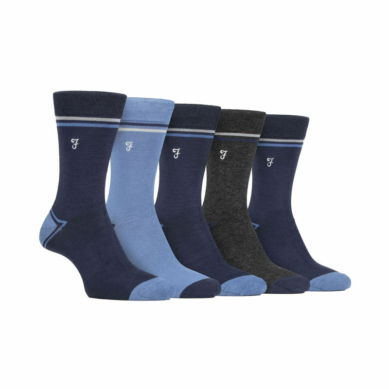 5 Pack Mens Bamboo Bright Striped Patterned Socks