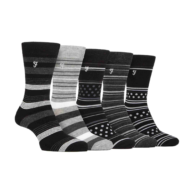 5 Pack Mens Bamboo Bright Striped Patterned Socks
