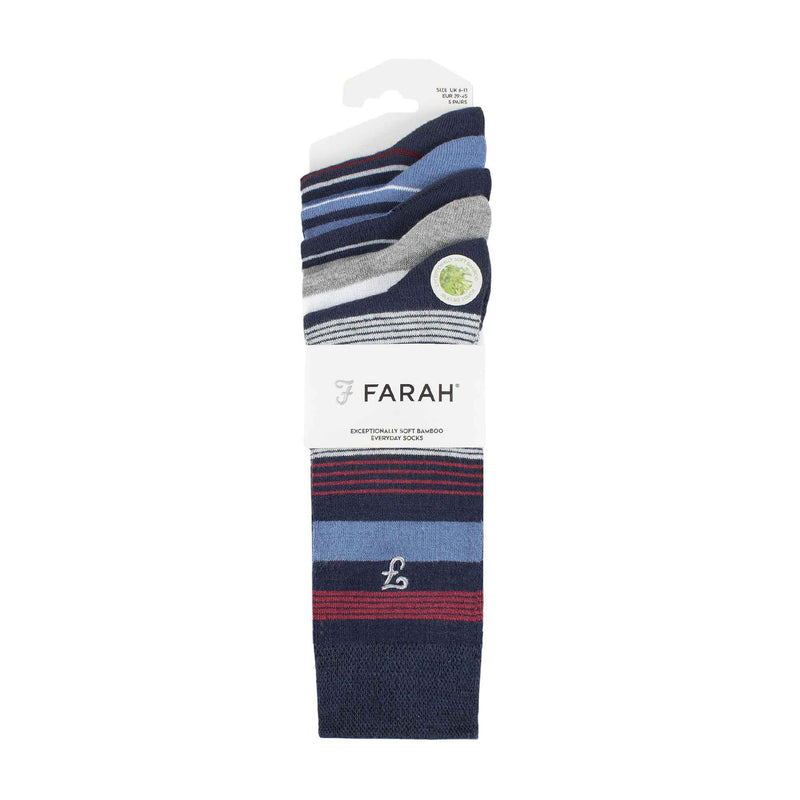 5 Pack Mens Bamboo Bright Striped Patterned Socks