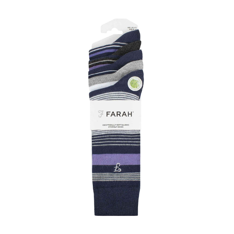 5 Pack Mens Bamboo Bright Striped Patterned Socks