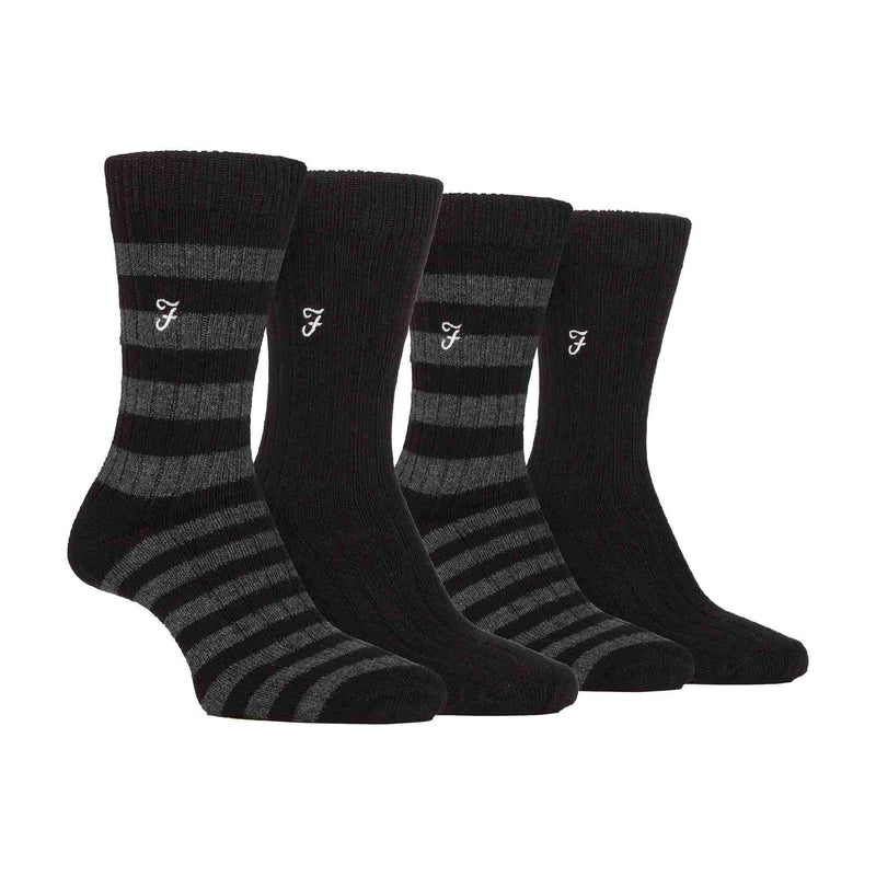 4 Pack Mens Soft Breathable Bamboo Striped Boot Socks