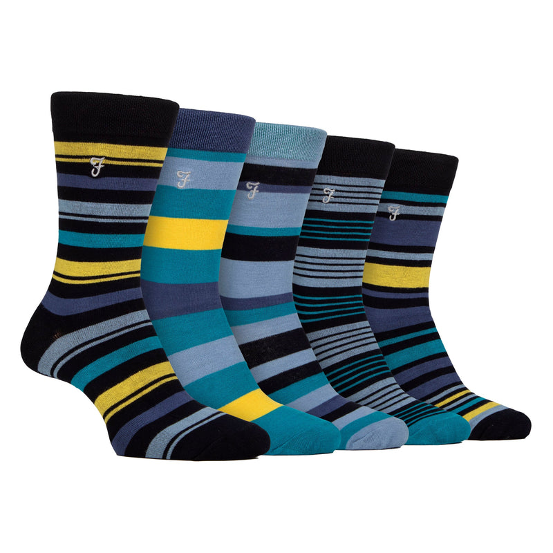 5 Pack Mens Bamboo Patterned Socks - Soft Breathable Stylish Everyday Comfort