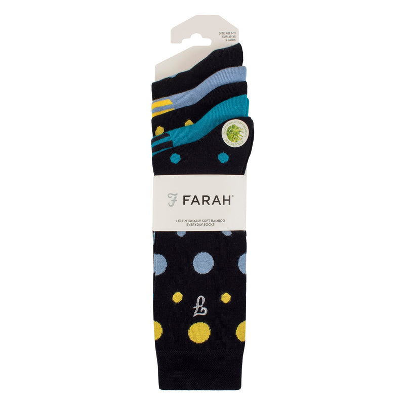 5 Pack Mens Bamboo Patterned Socks - Soft Breathable Stylish Everyday Comfort
