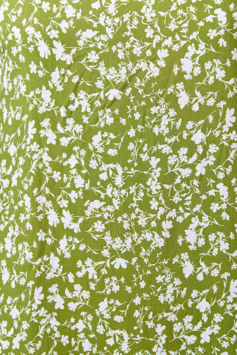 Inesa Negative Floral Print Short Sleeve Midi Shirtdress - Green