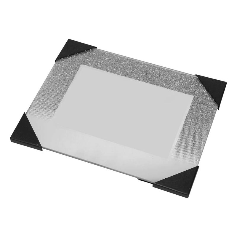Celebrations 25th Anniversary Silver Glitter Glass Frames | Standing Strut | Mirror Finish