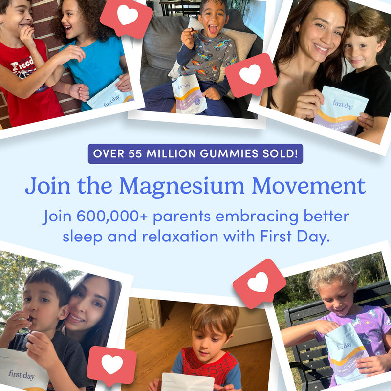 FIRST DAY Magnesium for Kids Gummies – Sleep & Relaxation Support, No Melatonin, Strawberry