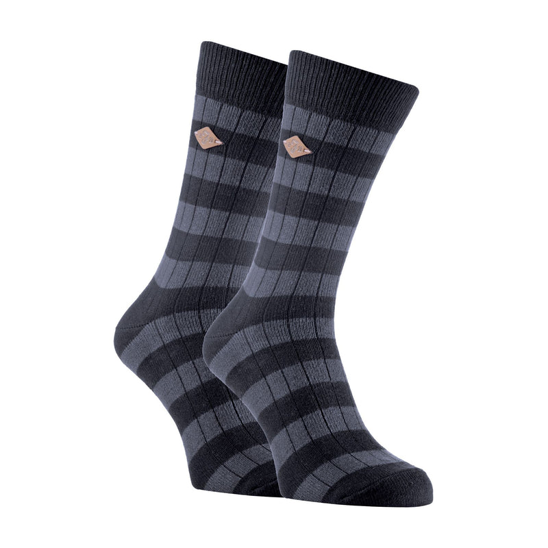 2 Pack Mens Cotton Patterned Striped Ribbed Boot Socks