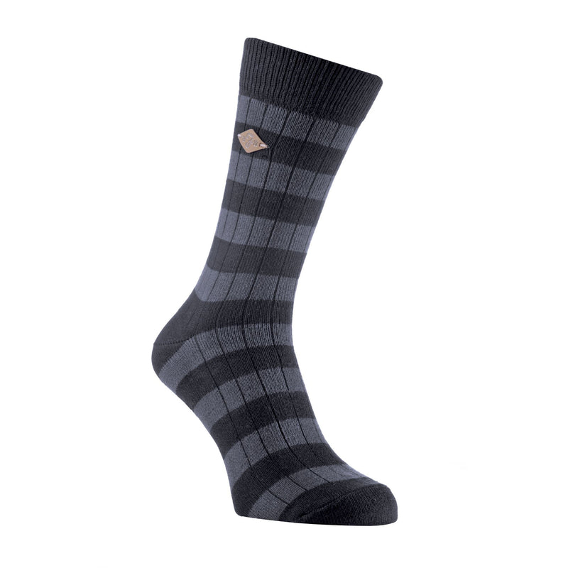 2 Pack Mens Cotton Patterned Striped Ribbed Boot Socks