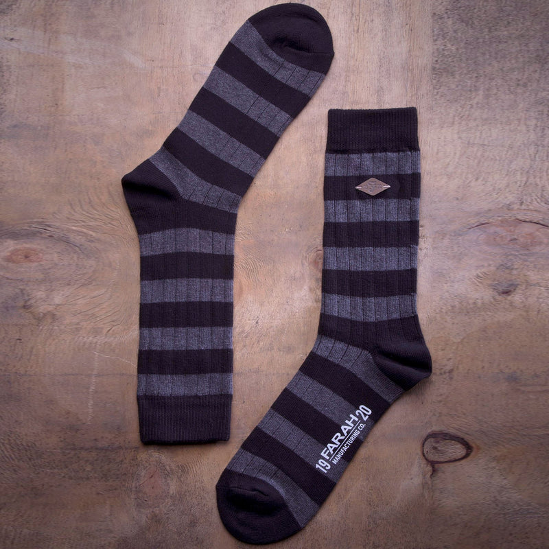 2 Pack Mens Cotton Patterned Striped Ribbed Boot Socks