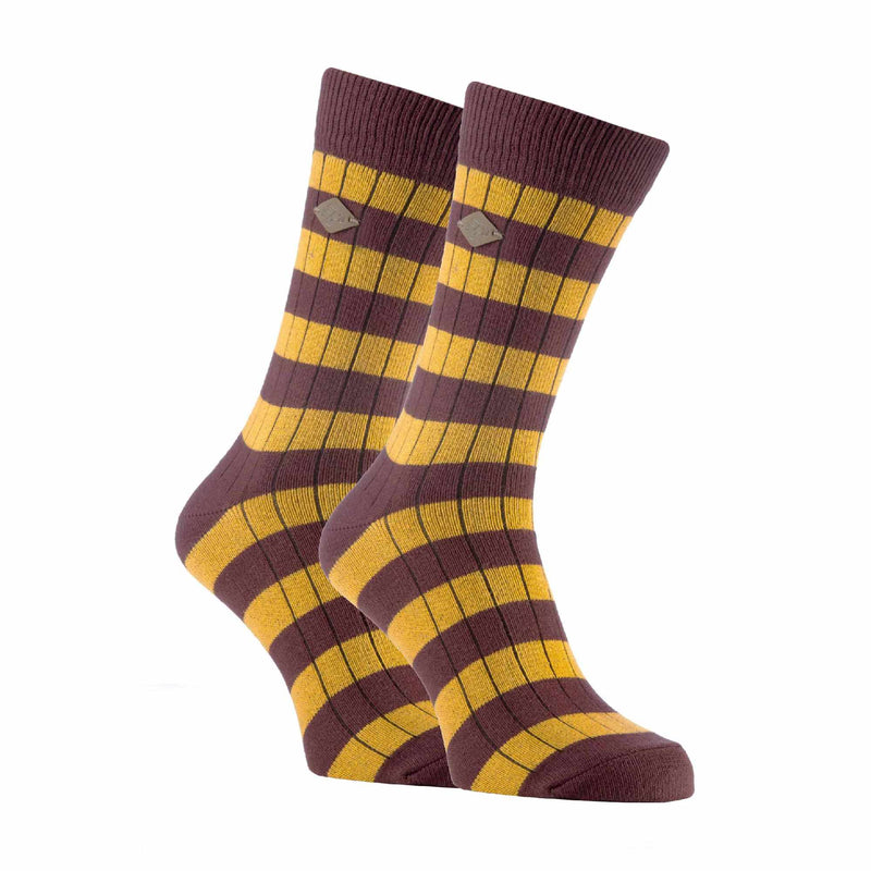 2 Pack Mens Cotton Patterned Striped Ribbed Boot Socks