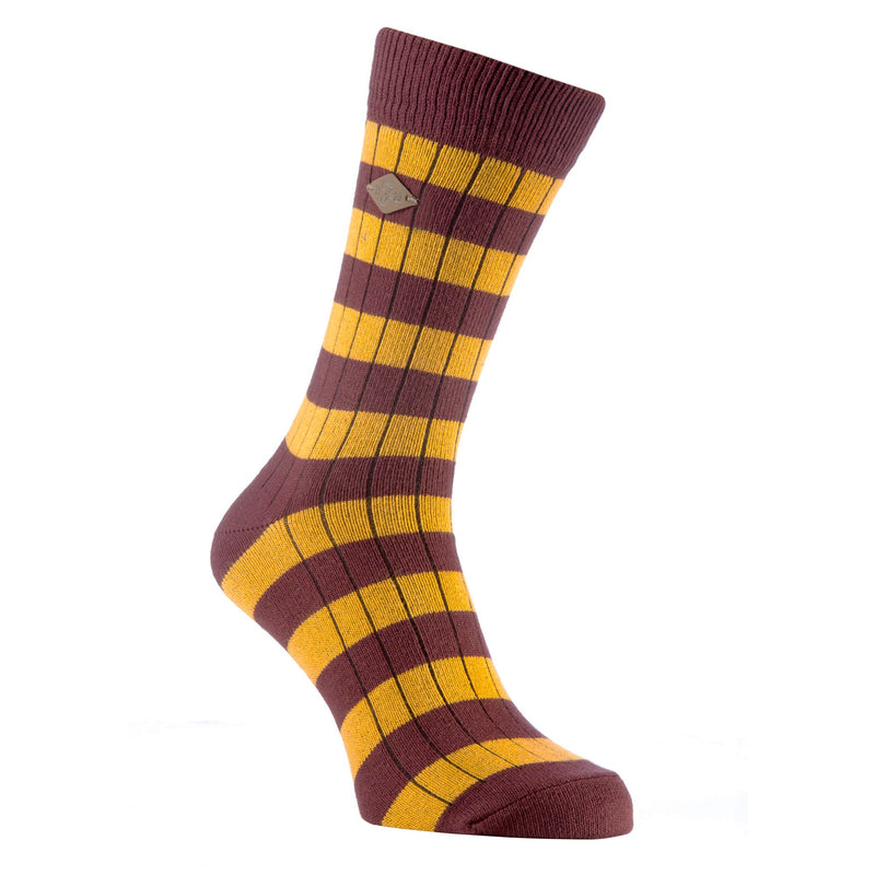 2 Pack Mens Cotton Patterned Striped Ribbed Boot Socks